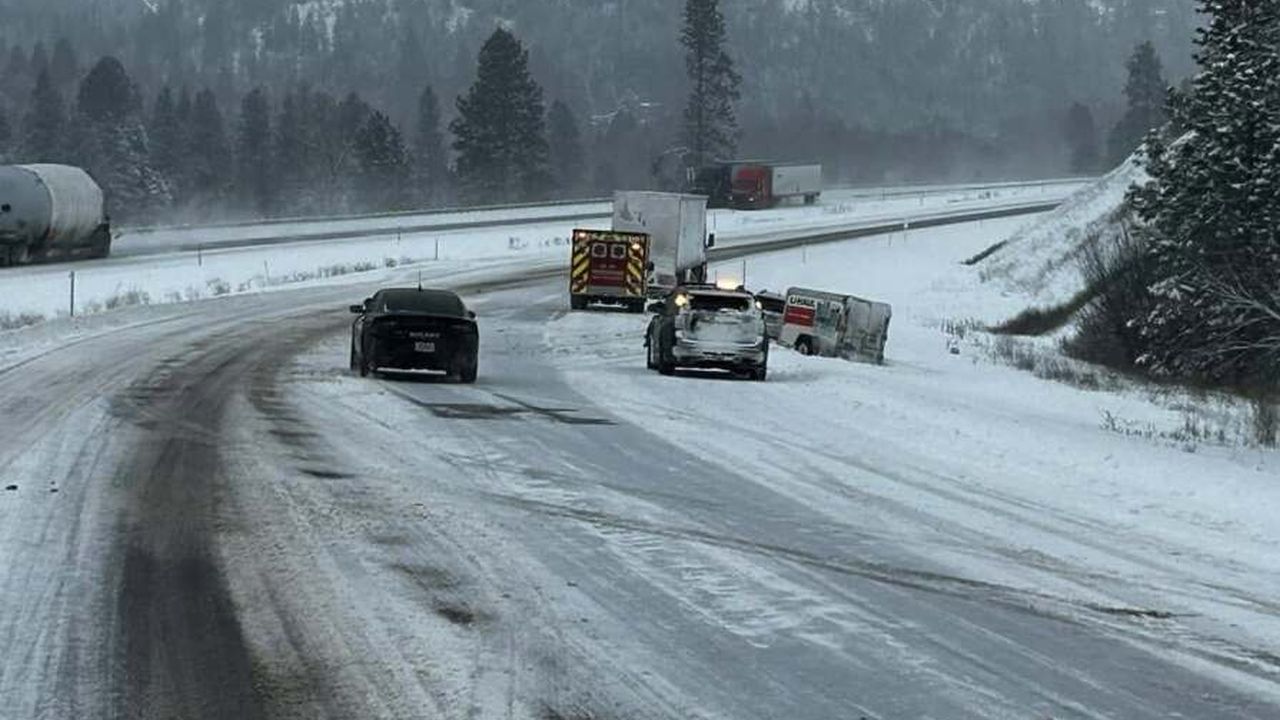 Crash on Interstate 90 near mile marker 78 in Mineral County on February 7, 2025.