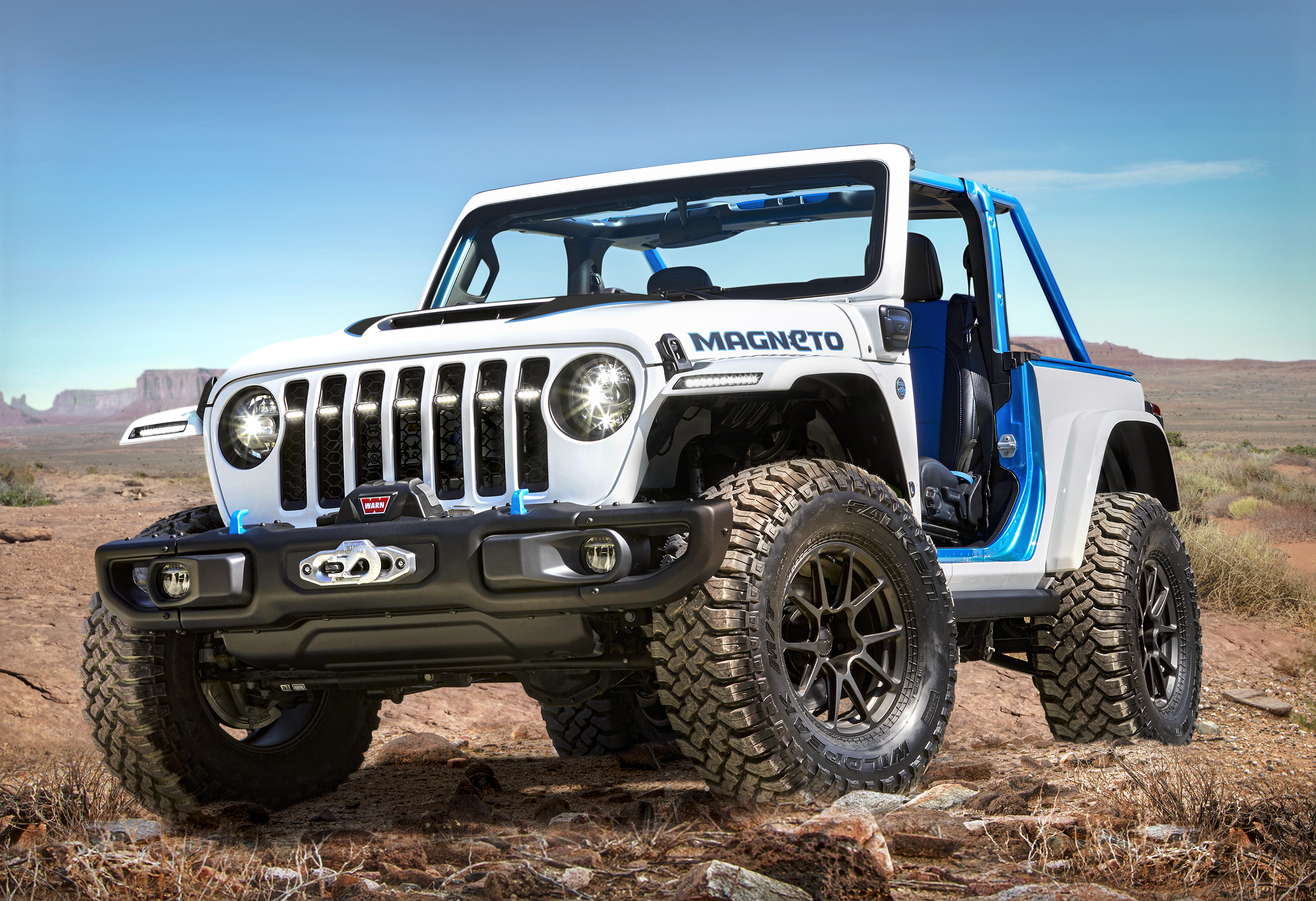 The Jeep® Wrangler Magneto concept is a fully capable BEV that 