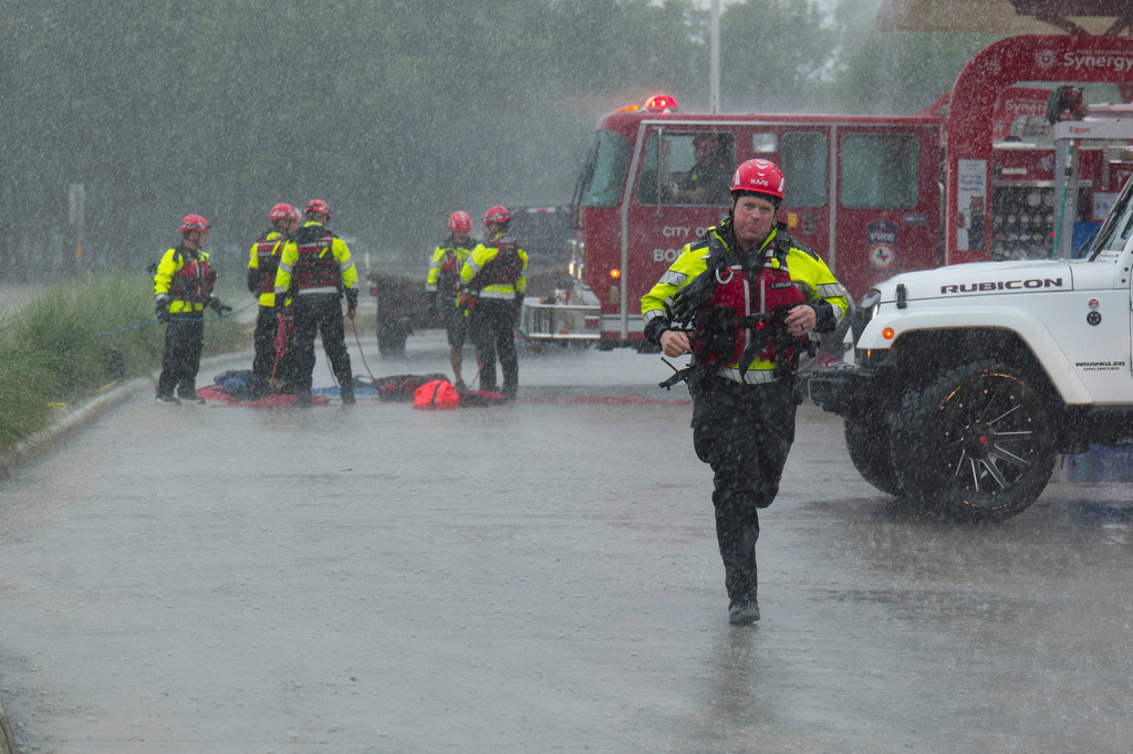 Members of the Boerne Fire Dept. prepare to perform a water rescue on Wednesday, July 15, 2026, in Boerne, Texas.