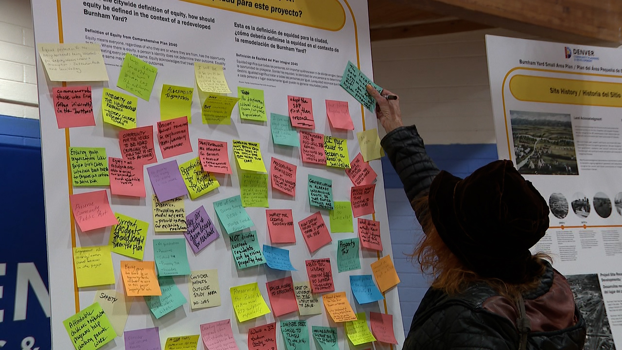 Community members left notes for city leaders to consider moving forward with the plan to redevelop Burnham Yard as the new home of the Broncos.