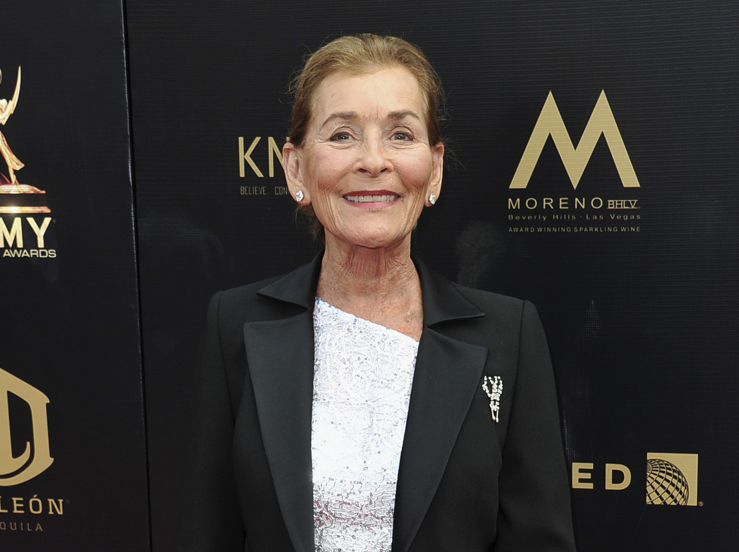 FILE - Judge Judy Sheindlin arrives at the 46th annual Daytime Emmy Awards in Pasadena, Calif., on May 5, 2019. Sheindlin sued the parent company of the National Enquirer and InTouch Weekly on Monday, May 13, 2024, for a story that she said falsely claimed that she was trying to help the Menendez brothers get a retrial after they were convicted of murdering their parents.