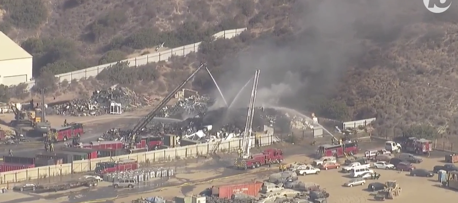 Oceanside wreckage fire