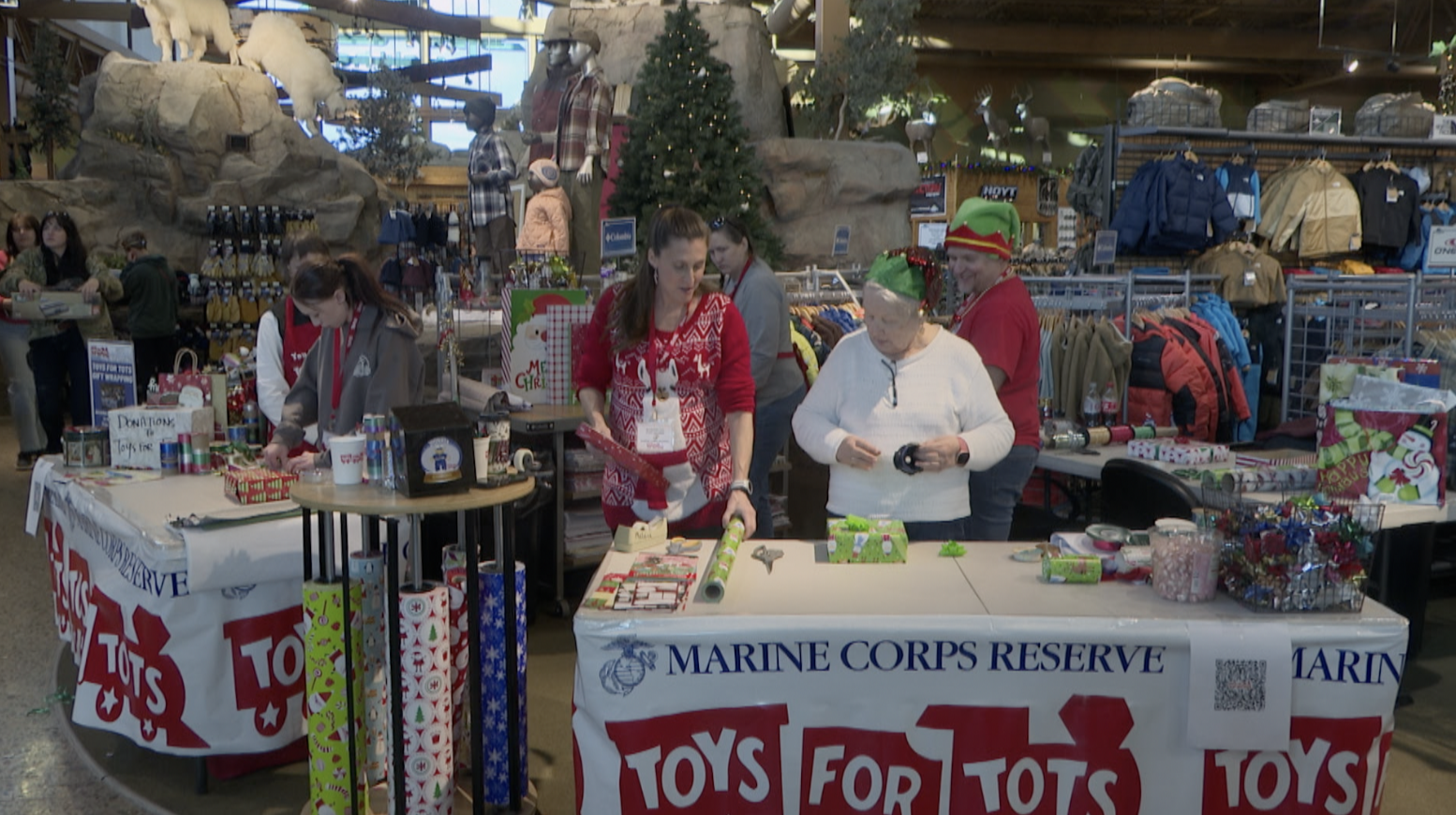 Toys for Tots gift wrapping fundraiser