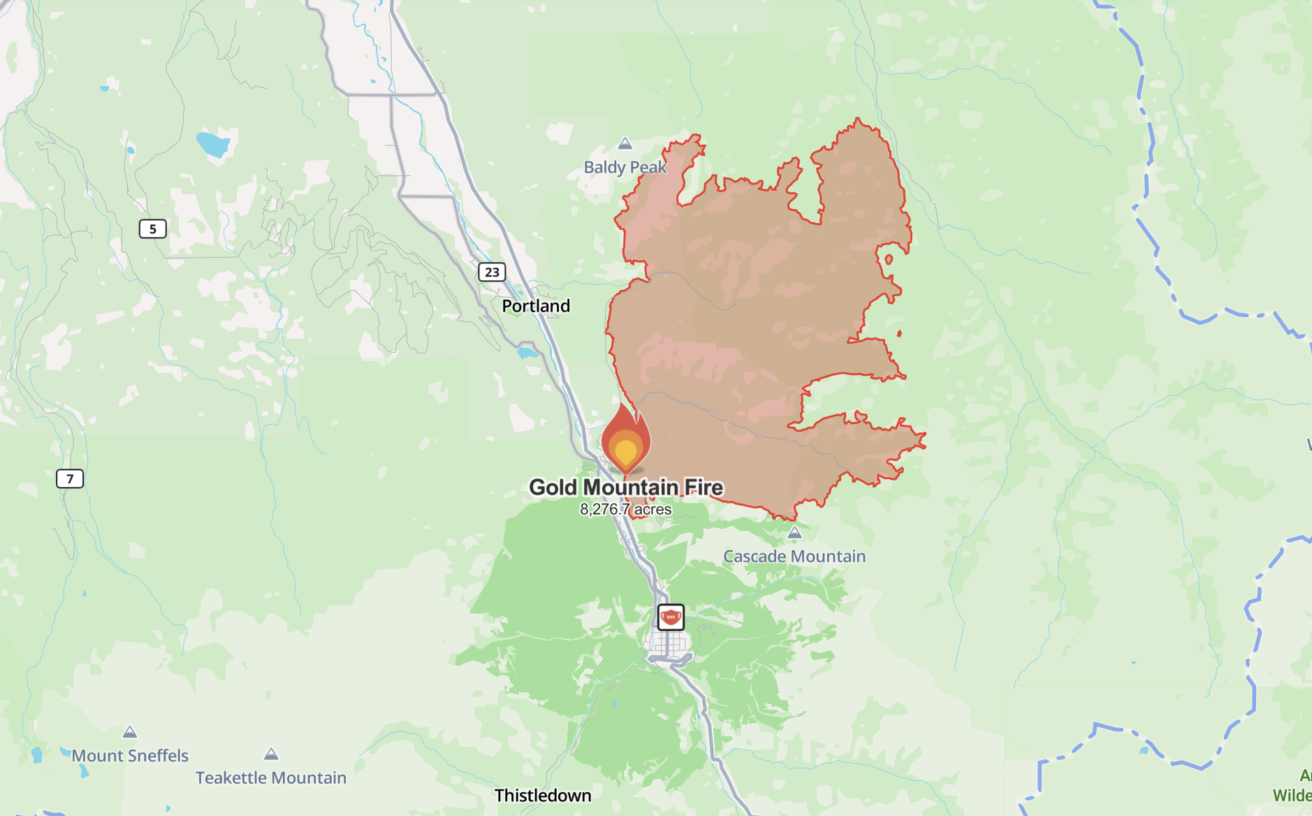 Wildfire perimeter map