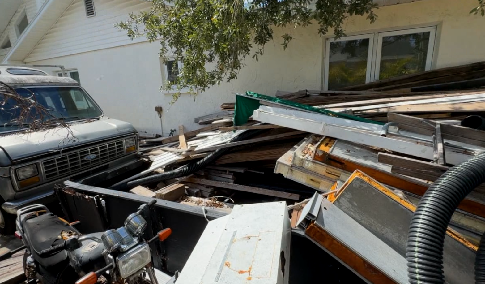 Debris collected in Steve Kaufman's yard