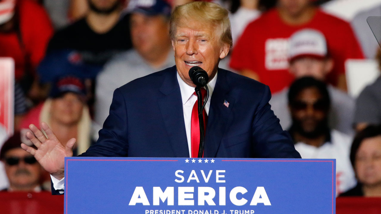 Former President Donald Trump speaks at a campaign rally in Youngstown, Ohio., Saturday, Sept. 17, 2022.