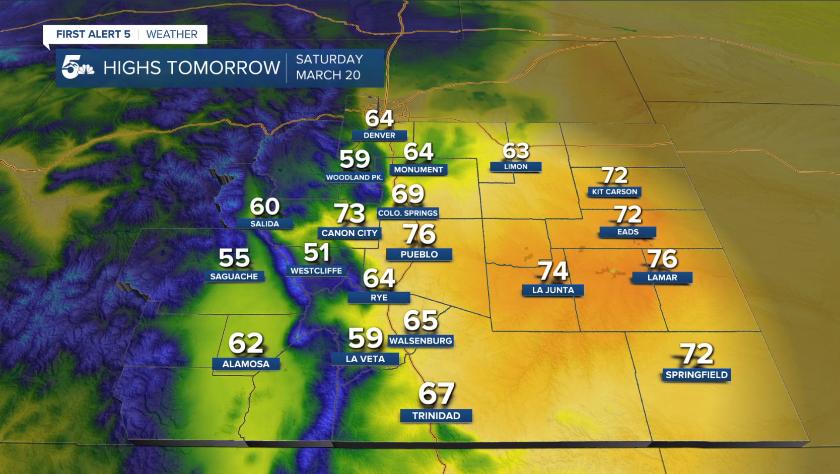 saturday high temperatures