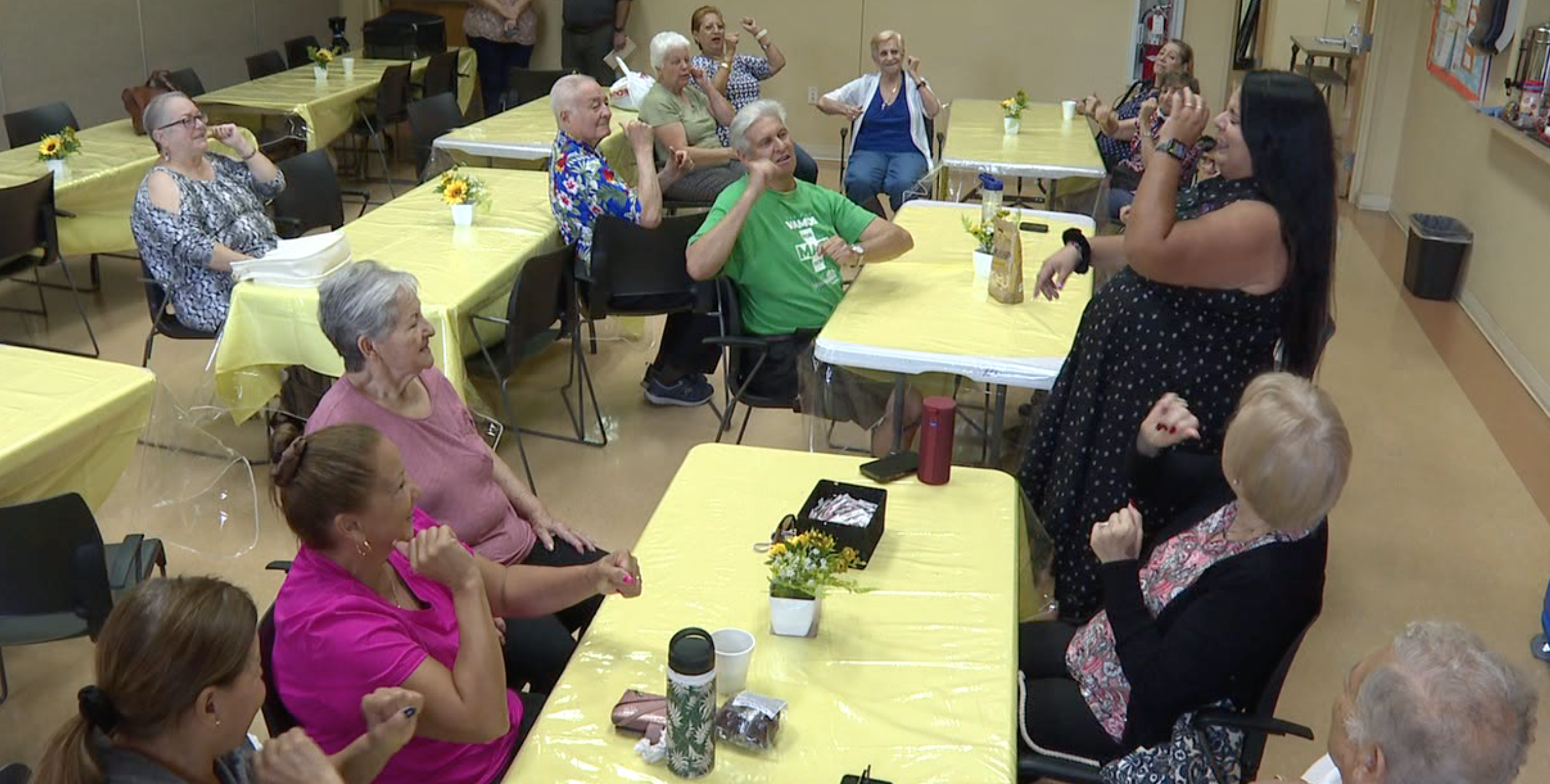 Senior center laughing yoga
