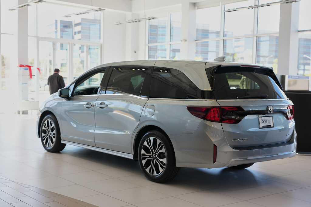 Unsold 2026 Odyssey minivan sits on display at a Honda dealership Wednesday, April 15, 2026, in Highlands Ranch, Colo. 
