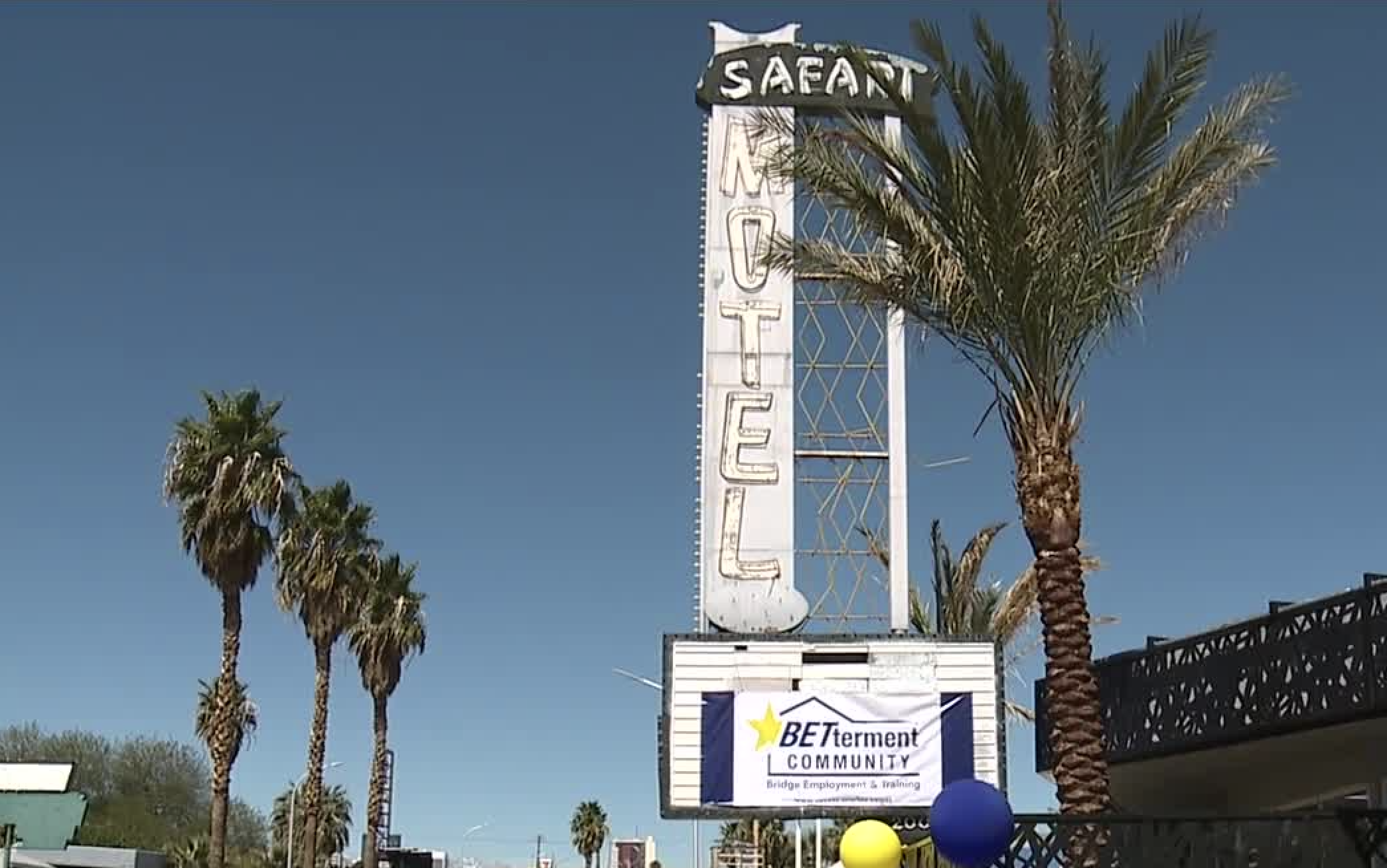 Vacant Las Vegas 'Safari Motel' transformed into temporary housing project 'Betterment Community' for Nevadans experiencing homelessness.