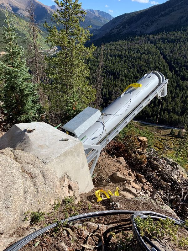 Gazex avalanche control unit used to mitigate snow slides on US Highway 50 Monarch Pass in Chaffee County.