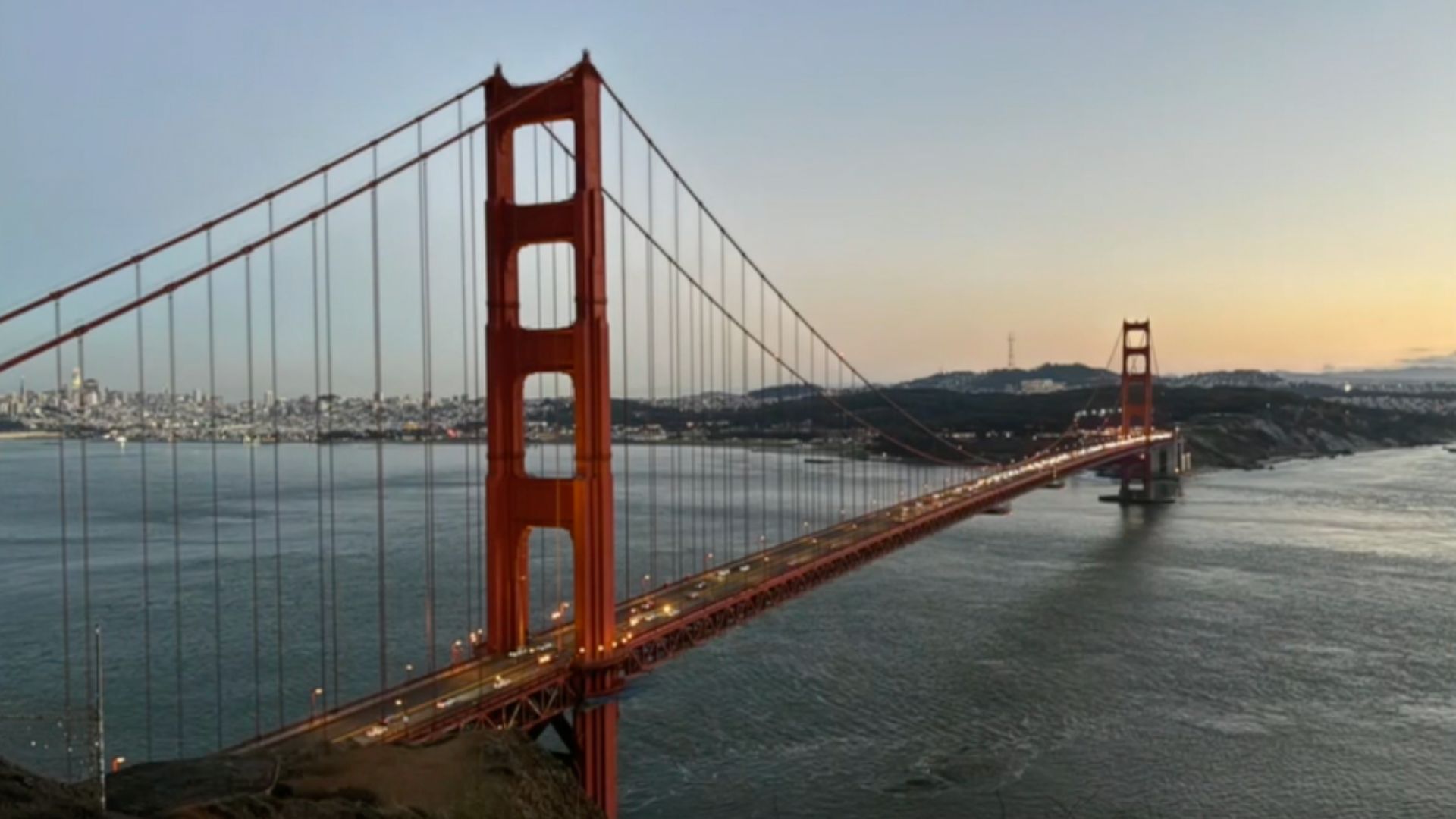 The Golden Gate Bridge.