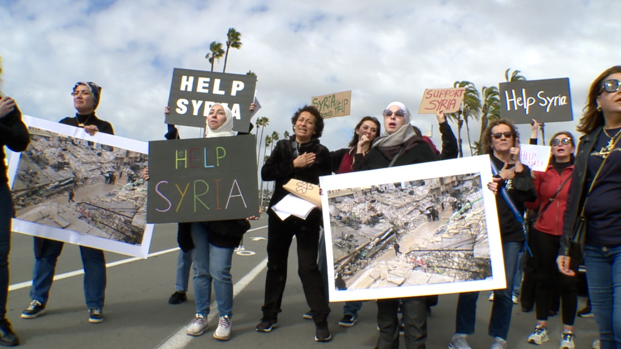 Dozens joined to show support for victims of earthquake in Syria.