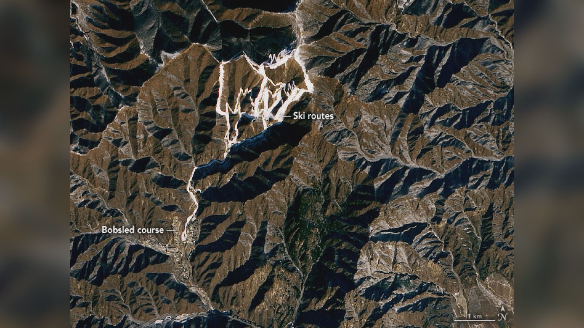 Beijing ski slope satellite image