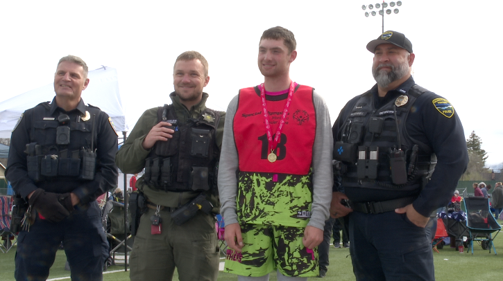 Reid Hicks receives medal at Glacier Area Spring Games, Friday, April 24, 2026