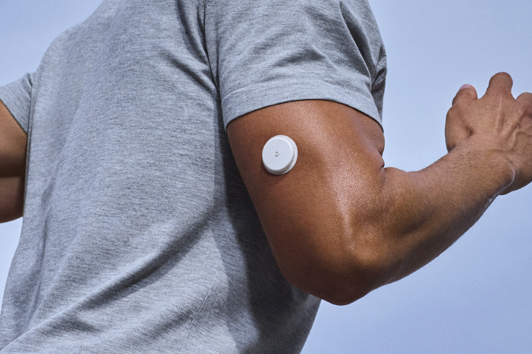 This image provided by Abbott’s Lingo division in July 2025, shows the Lingo wearable device for continuous glucose monitoring. 