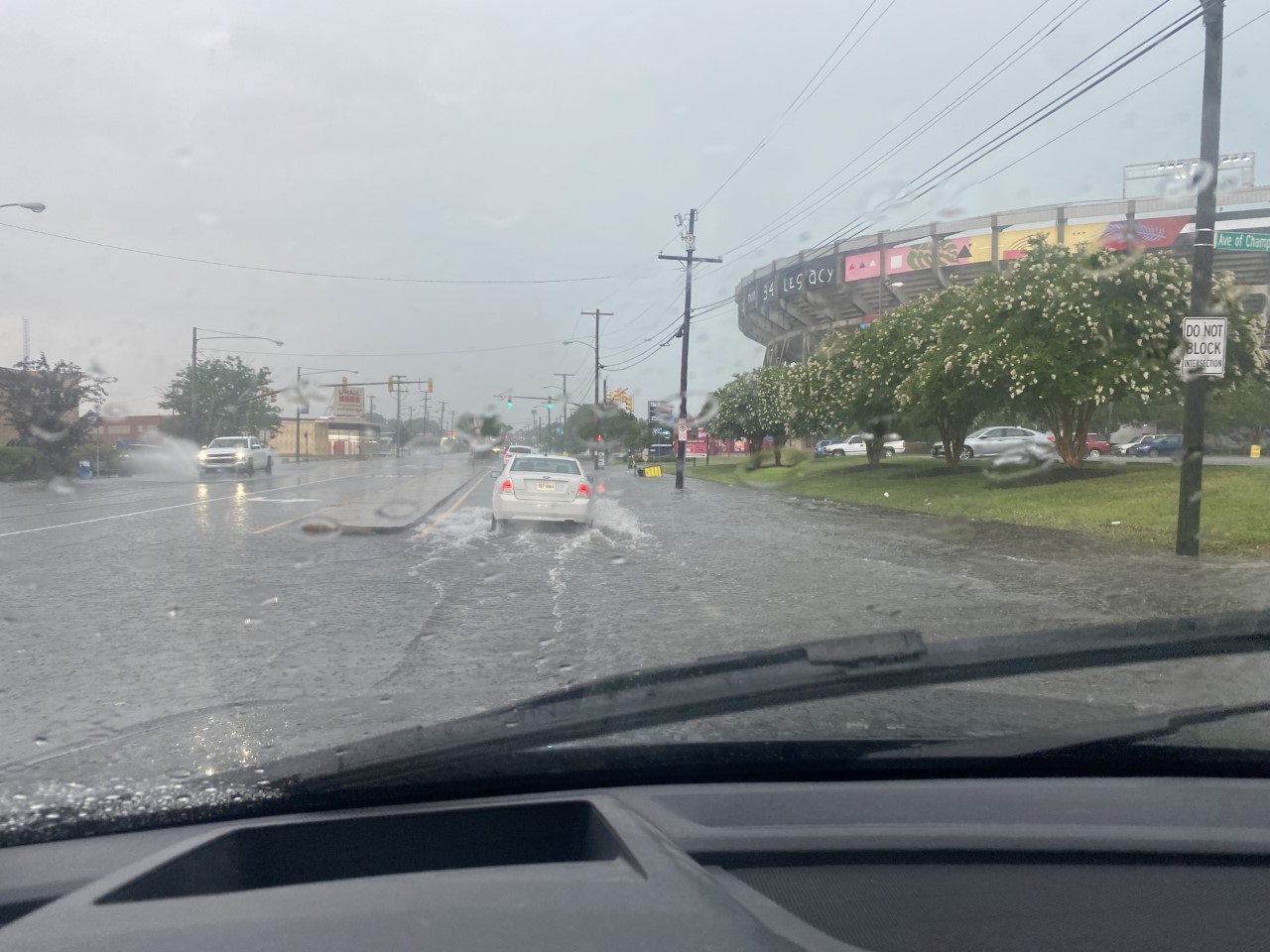 Water on Arthur Ashe Boulevard near the Diamond Sunday, June 12, 2022.