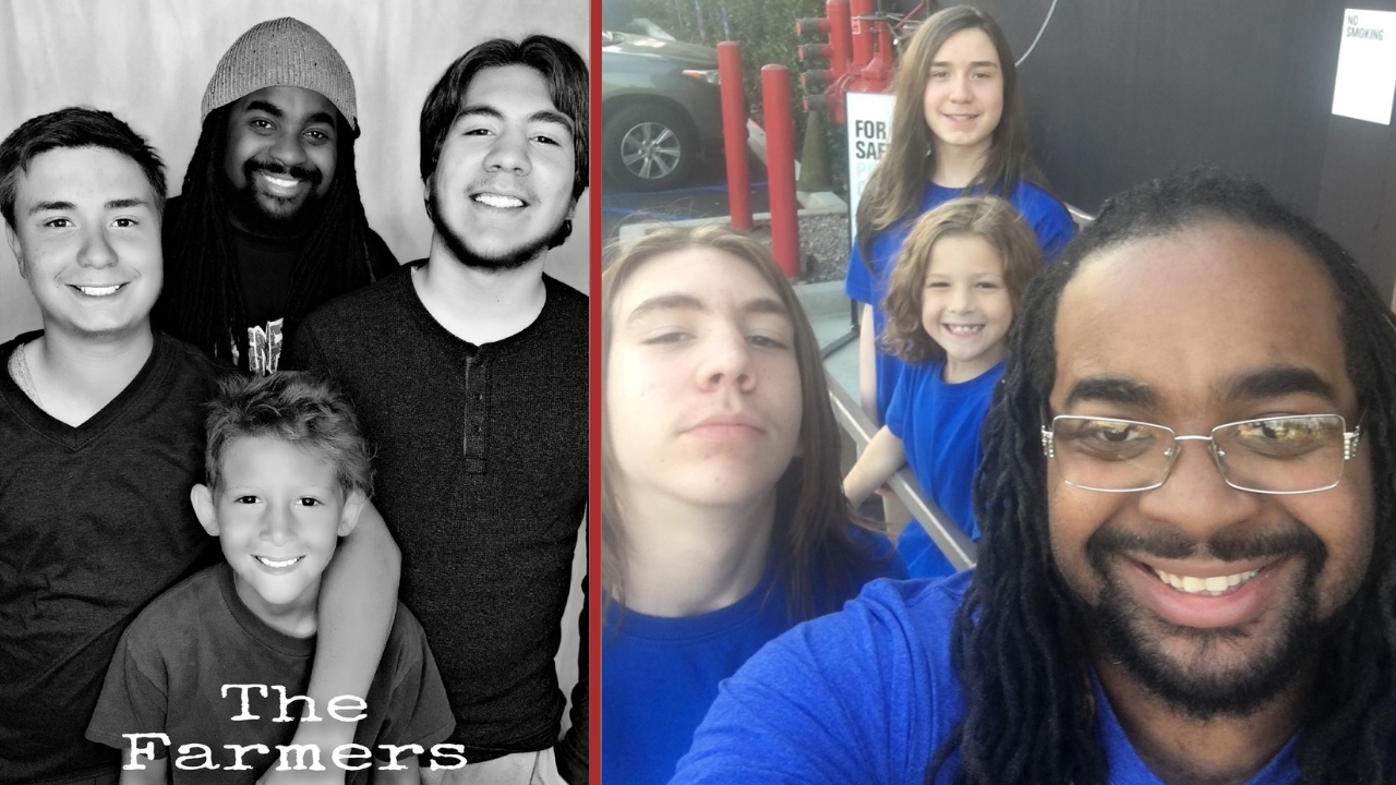 Barry Farmer and his children. 