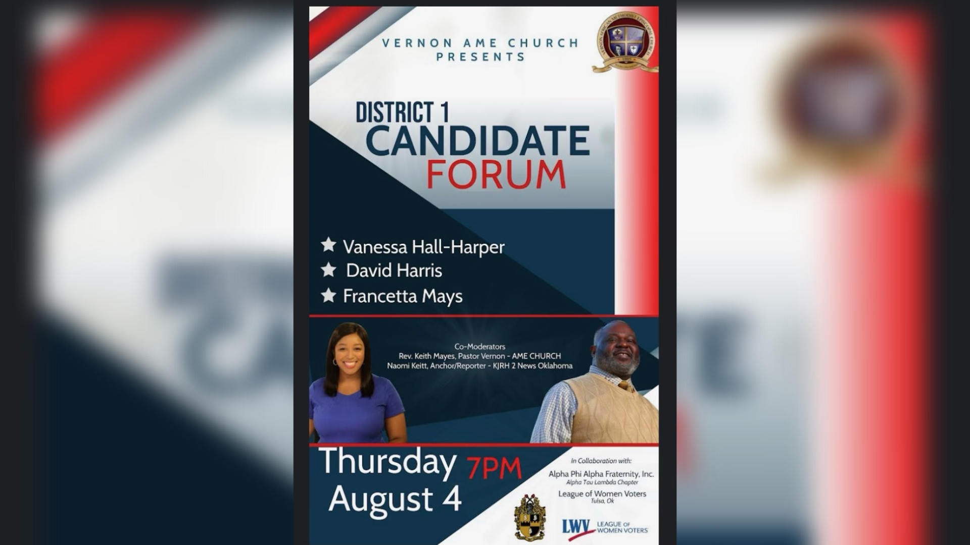 District 1 Candidate Forum flier