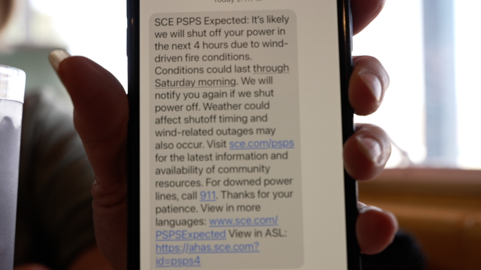 Southern California Edison PSPS Text Notification