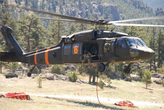 Colorado Army National Guard Black Hawk helicopter_water buckets training 