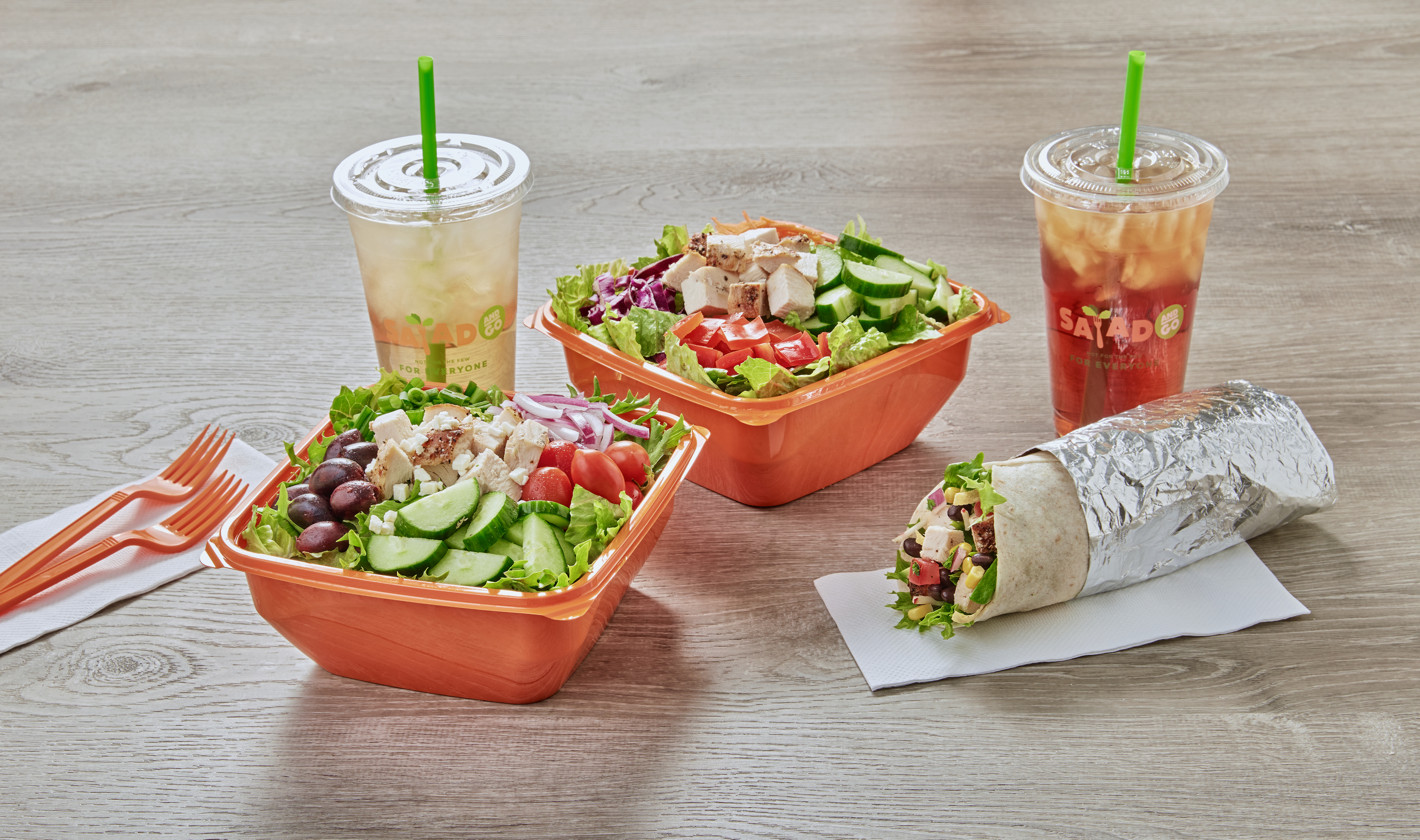 Salad and Go menu items. 