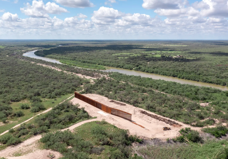 State-built border wall under construction near the banks of the Rio Grande in Zapata Co. on Sept. 23, 2024.