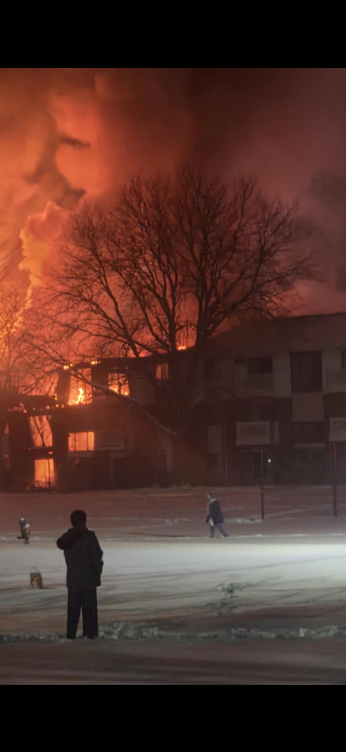 A fire at Crossroads Apartments in Wyoming from January 19, 2026.