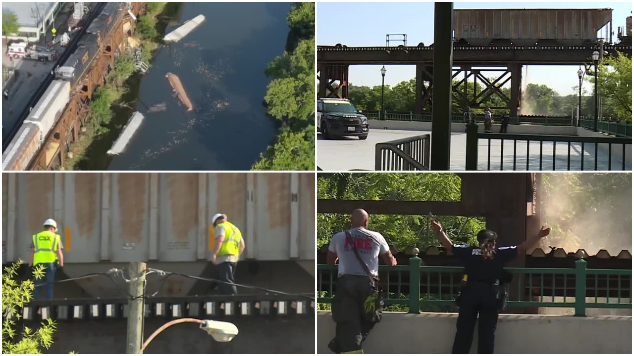 CSX crews work to stabilize derailed train cars in downtown Richmond 