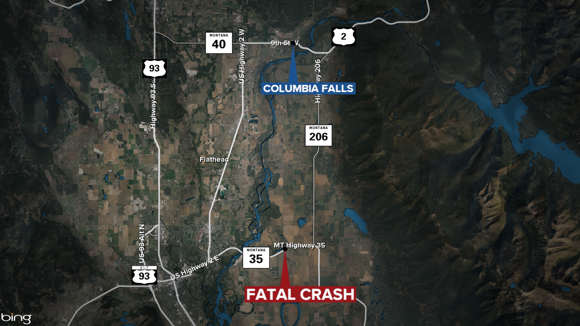 Columbia Falls Fatal Crash Map