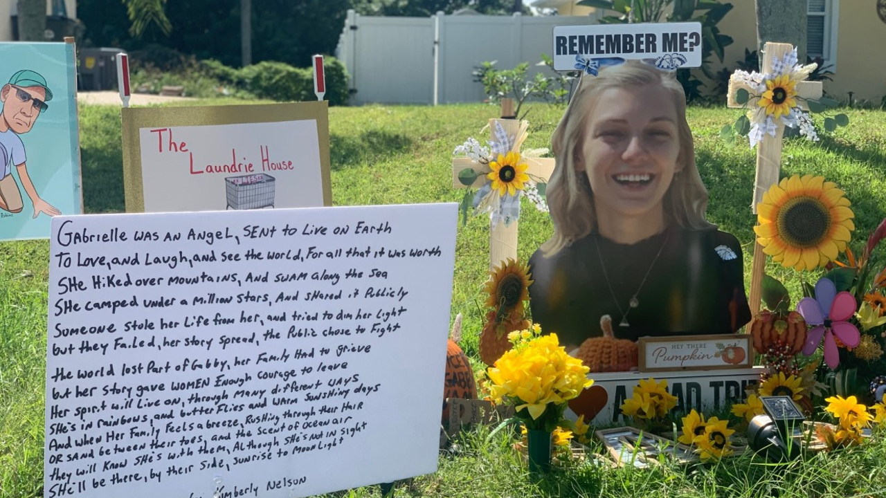 A memorial for Gabby Petito outside the Laundrie family home in North Port, Florida on Oct. 22, 2021.jpg
