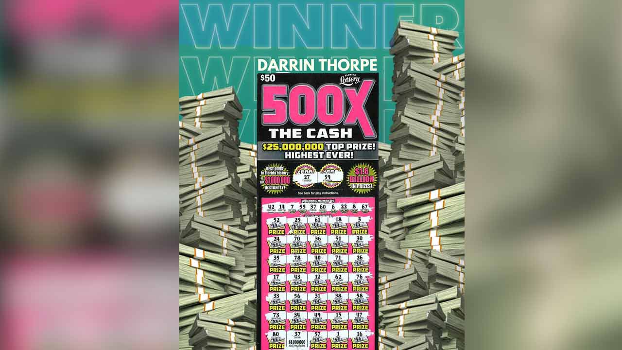 Darrin Thorpe of Port St. Lucie claimed a $1 million prize playing the 500X THE CASH scratch-off game.