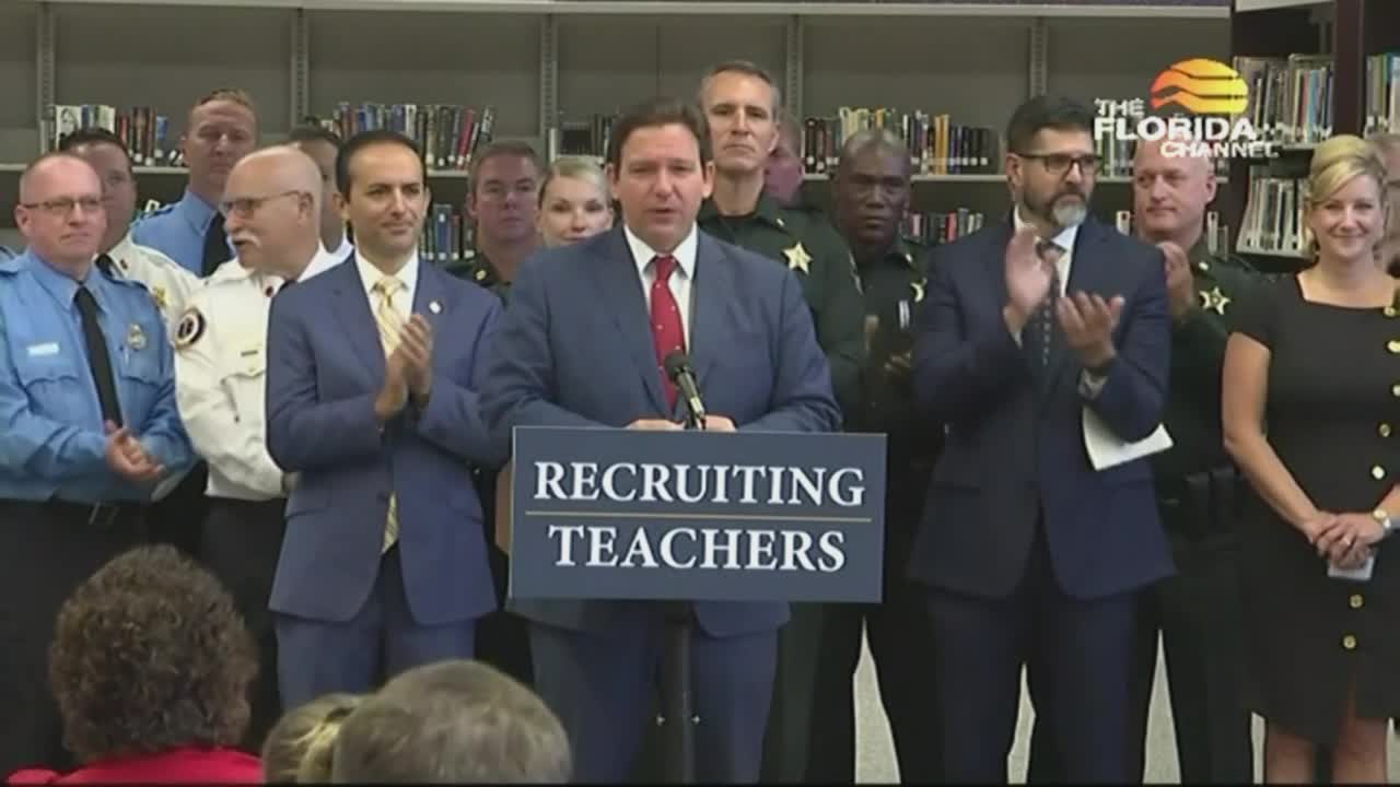 Gov. Ron DeSantis speaks in New Port Richey, Florida on Tuesday, August 16, 2022.