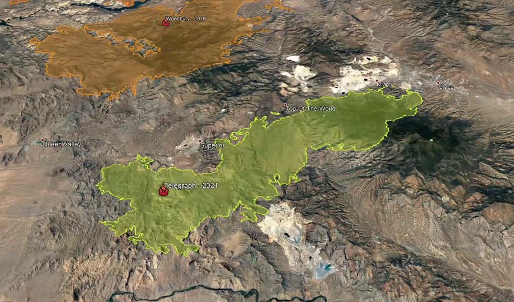 Telegraph Fire aerial map