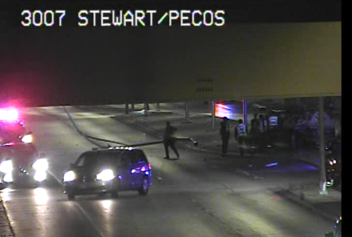 Crash blocks all lanes on eastbound Stewart Avenue after Pecos Road, RTC says