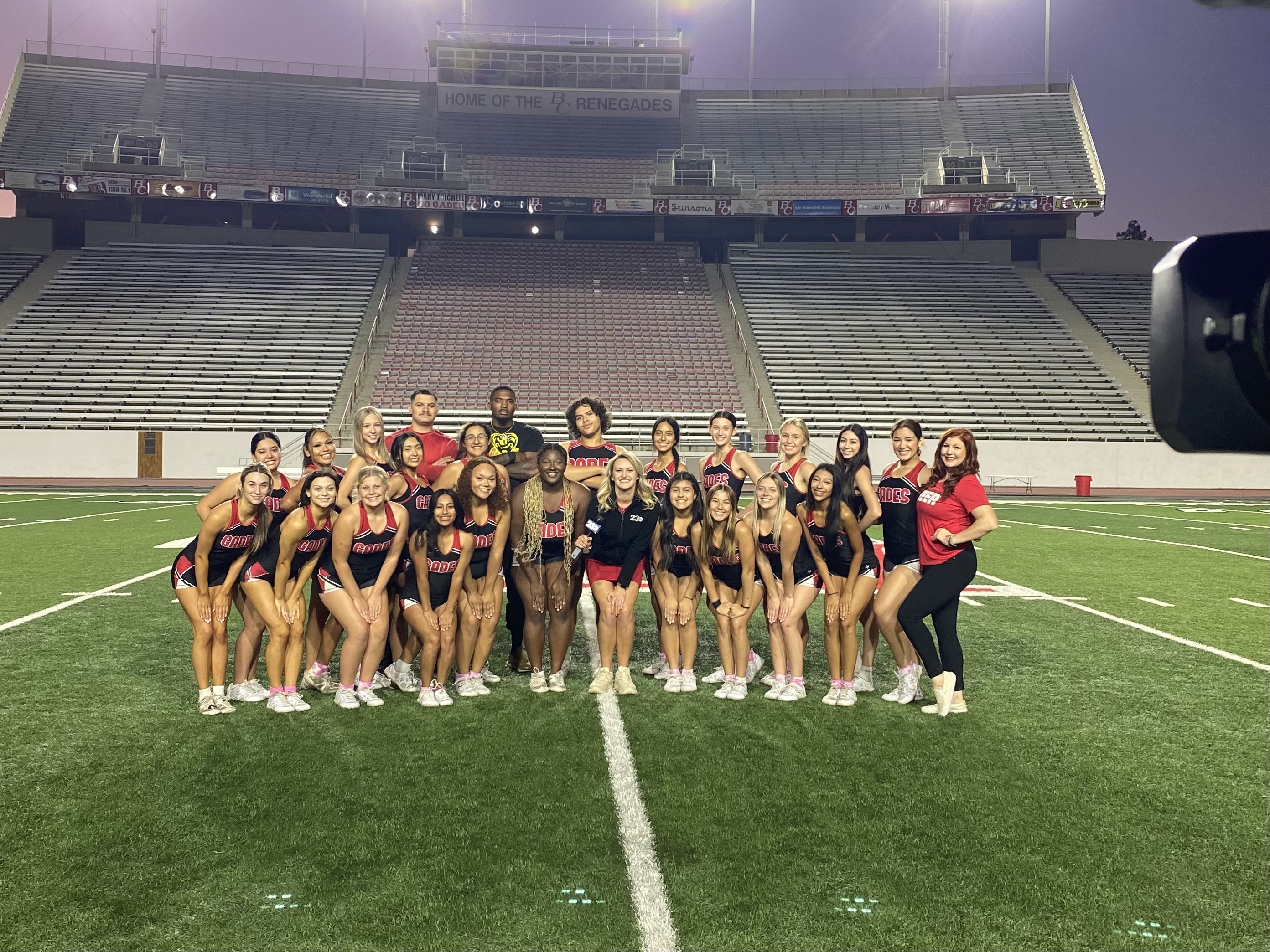 23ABC's Ava Kershner with the Bakersfield College Cheer Team