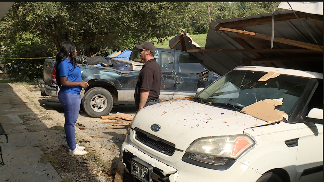 Roof collapse after severe storm crushes cars and displaces more than 60 residents at KC apartment complex