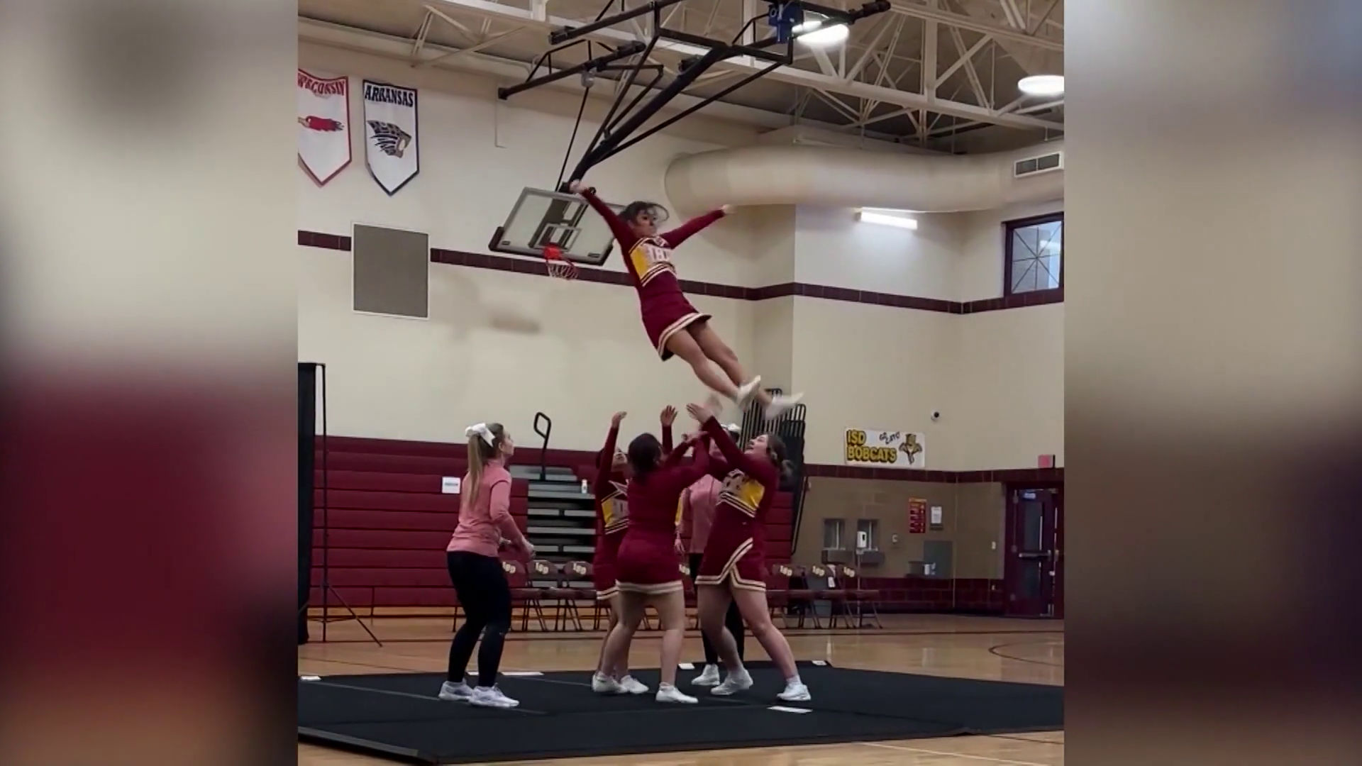The cheerleading team at the Iowa School for the Deaf wins first competition.