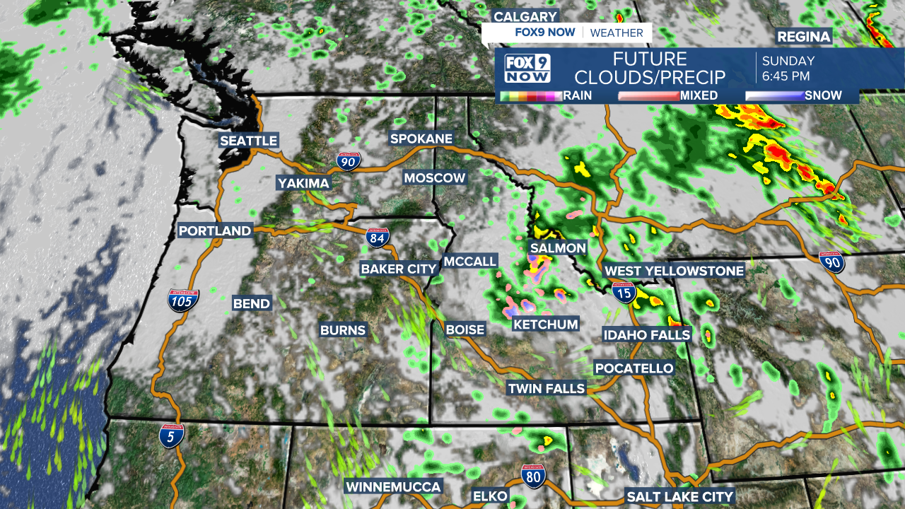 Precipitation rotates around Idaho Sunday 