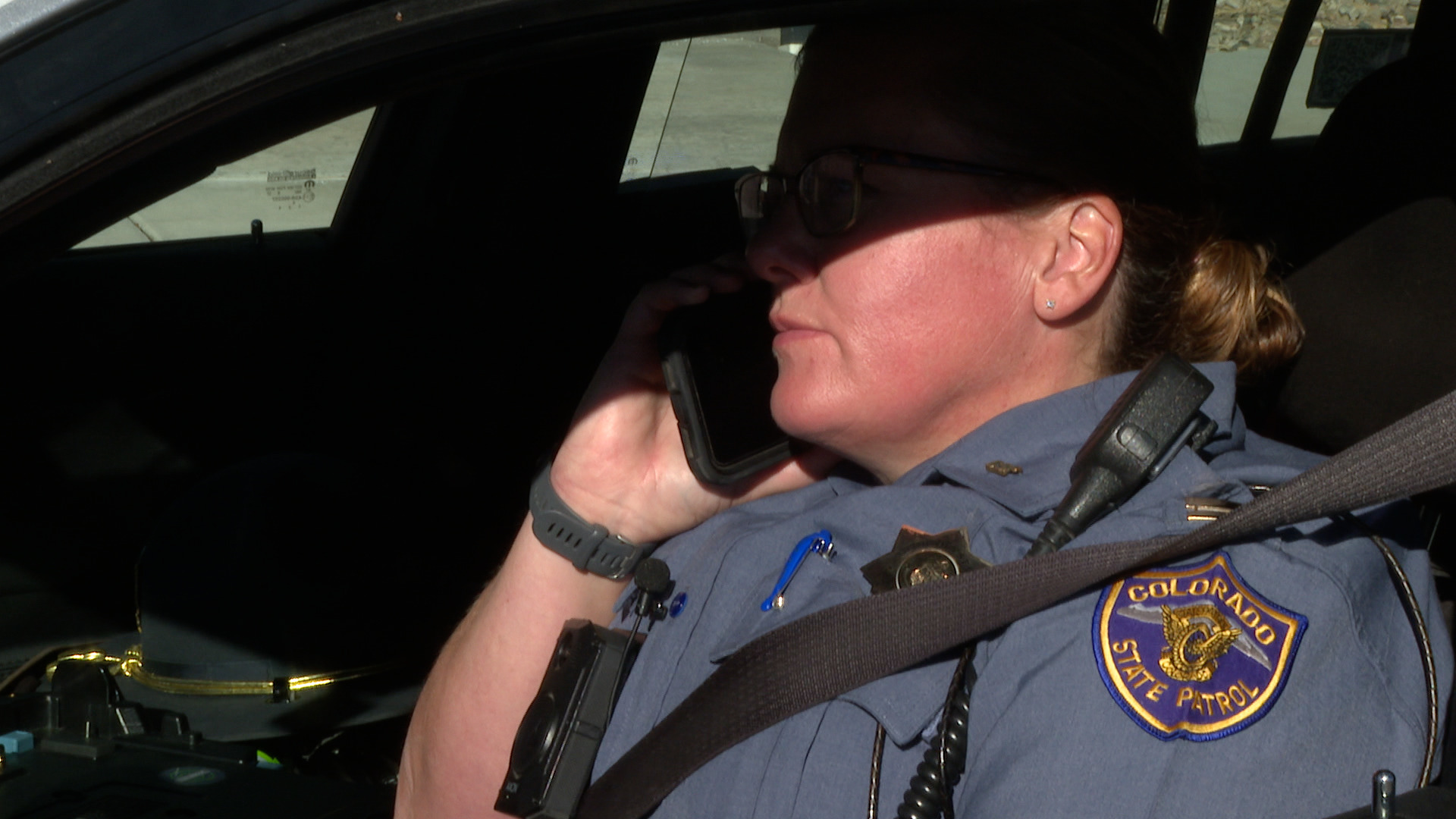 Capt. Tonya Billinger taking a reported call for a drunk driver