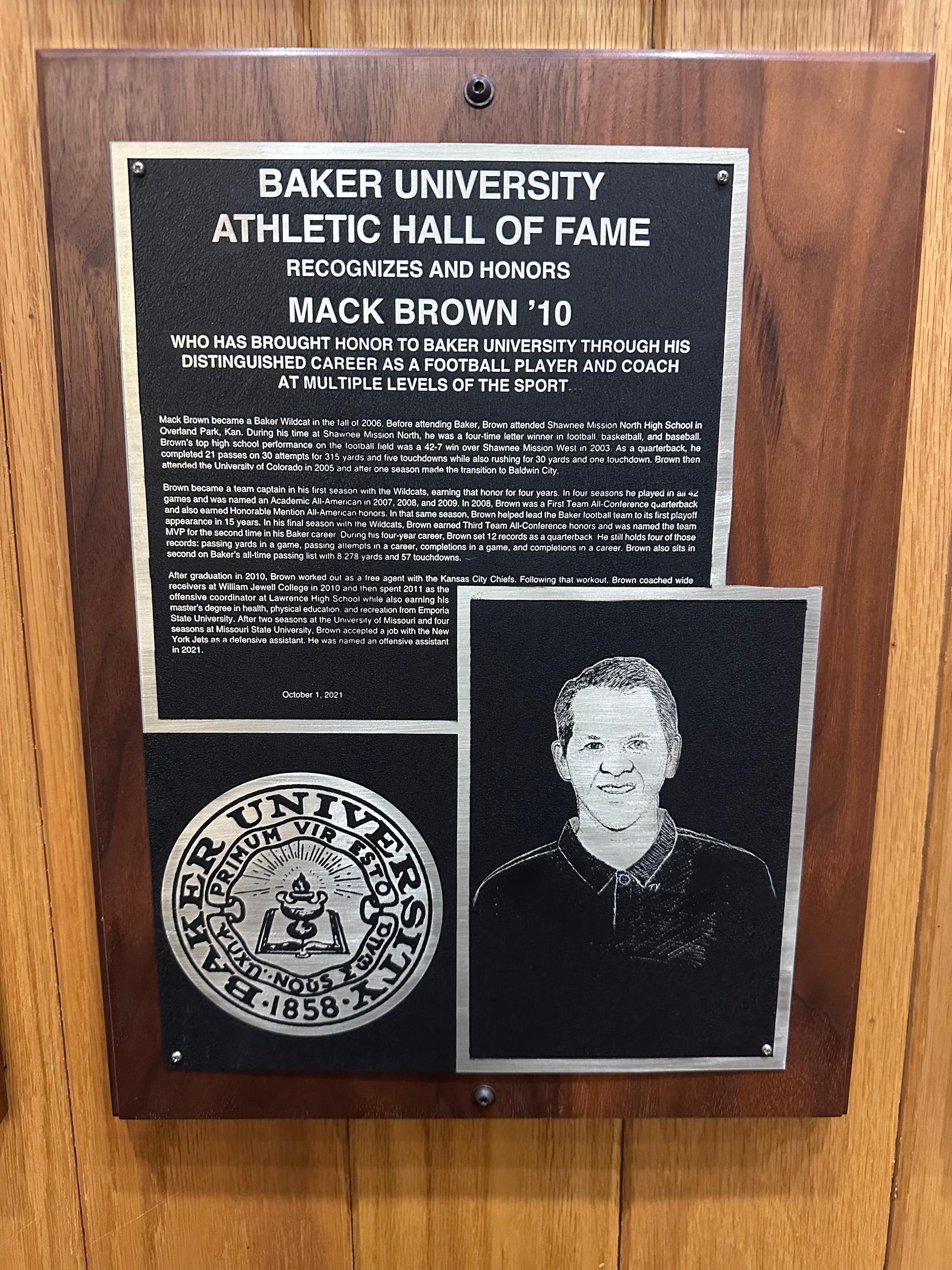 Mack Brown Baker University Hall of Fame