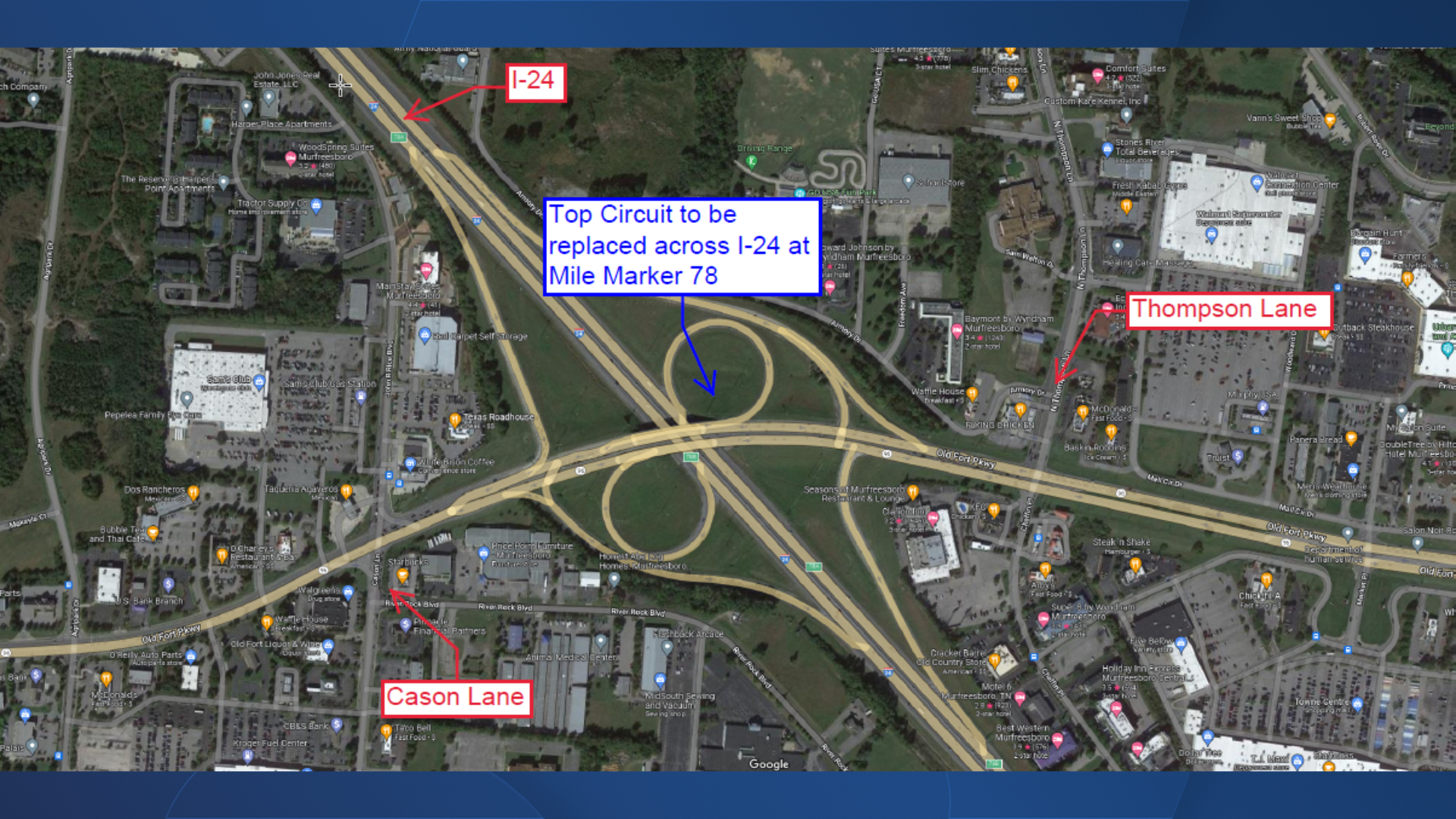 construction map exit 78 murfreesboro