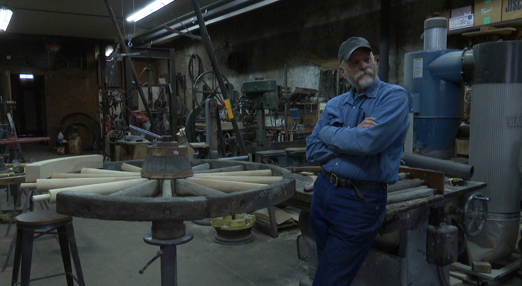 Dave Engel inside of Engel's Coach Shop in Joliet