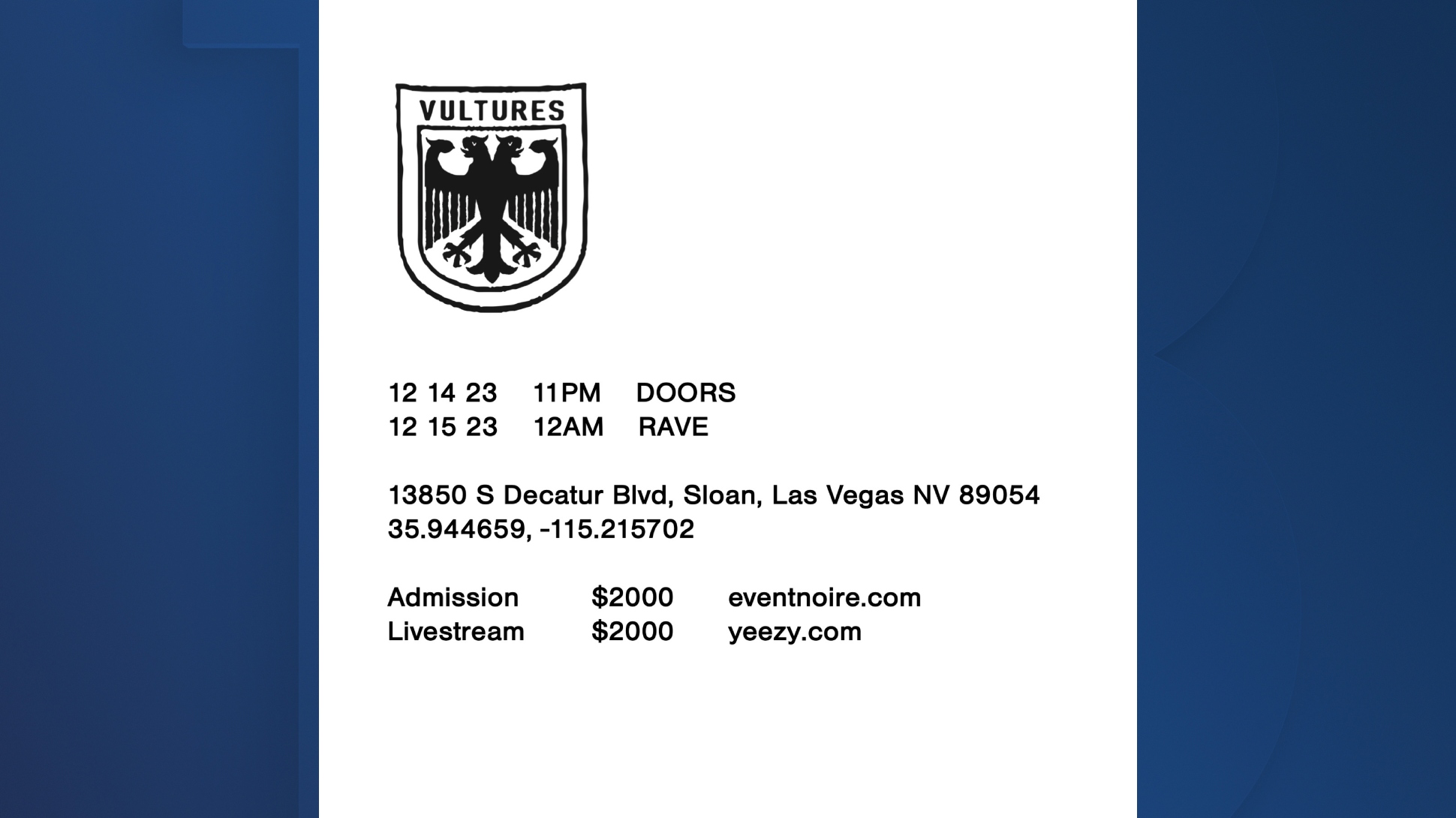 Kanye West Rave Las Vegas Flyer