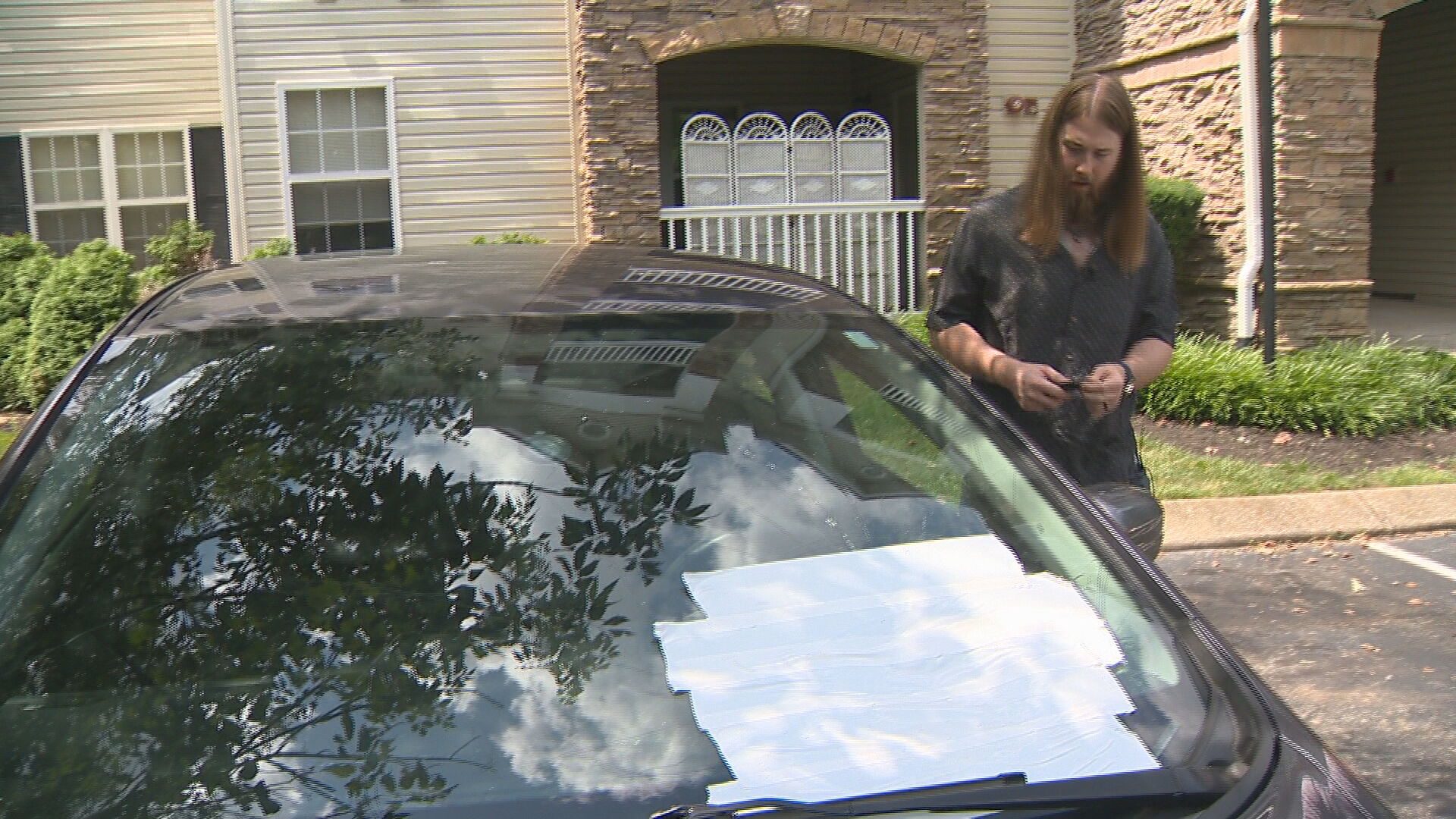 rock into windsheild