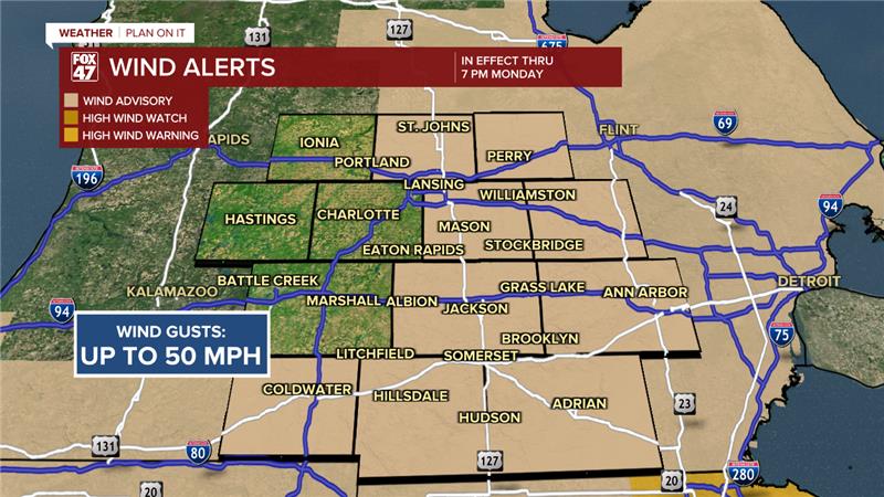 Wind Advisory in effect for much of our neighborhoods Monday
