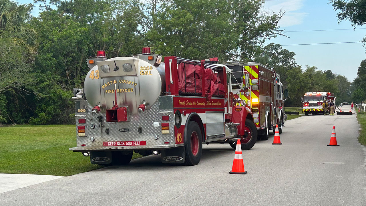 Downed power line sparks brush fire in Martin County community