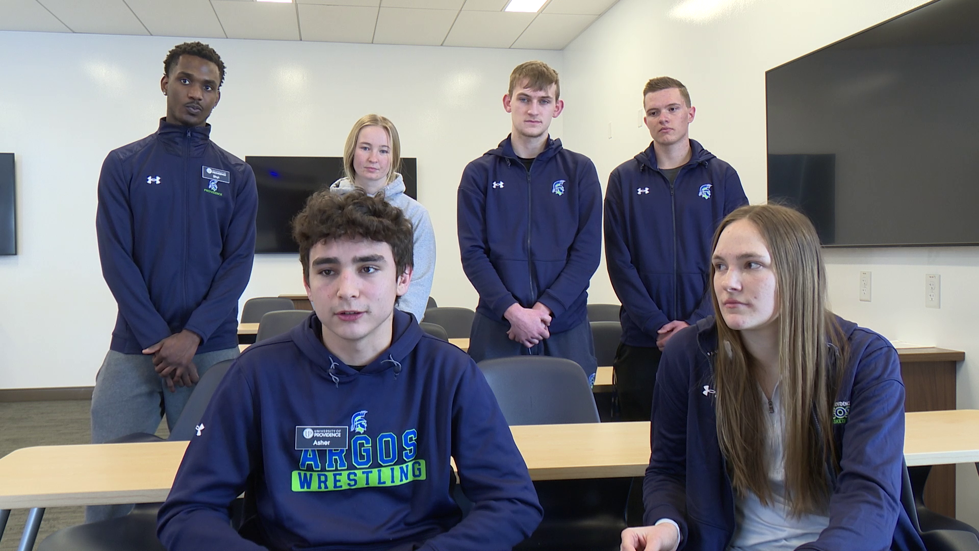 University of Providence students conducting downtown survey