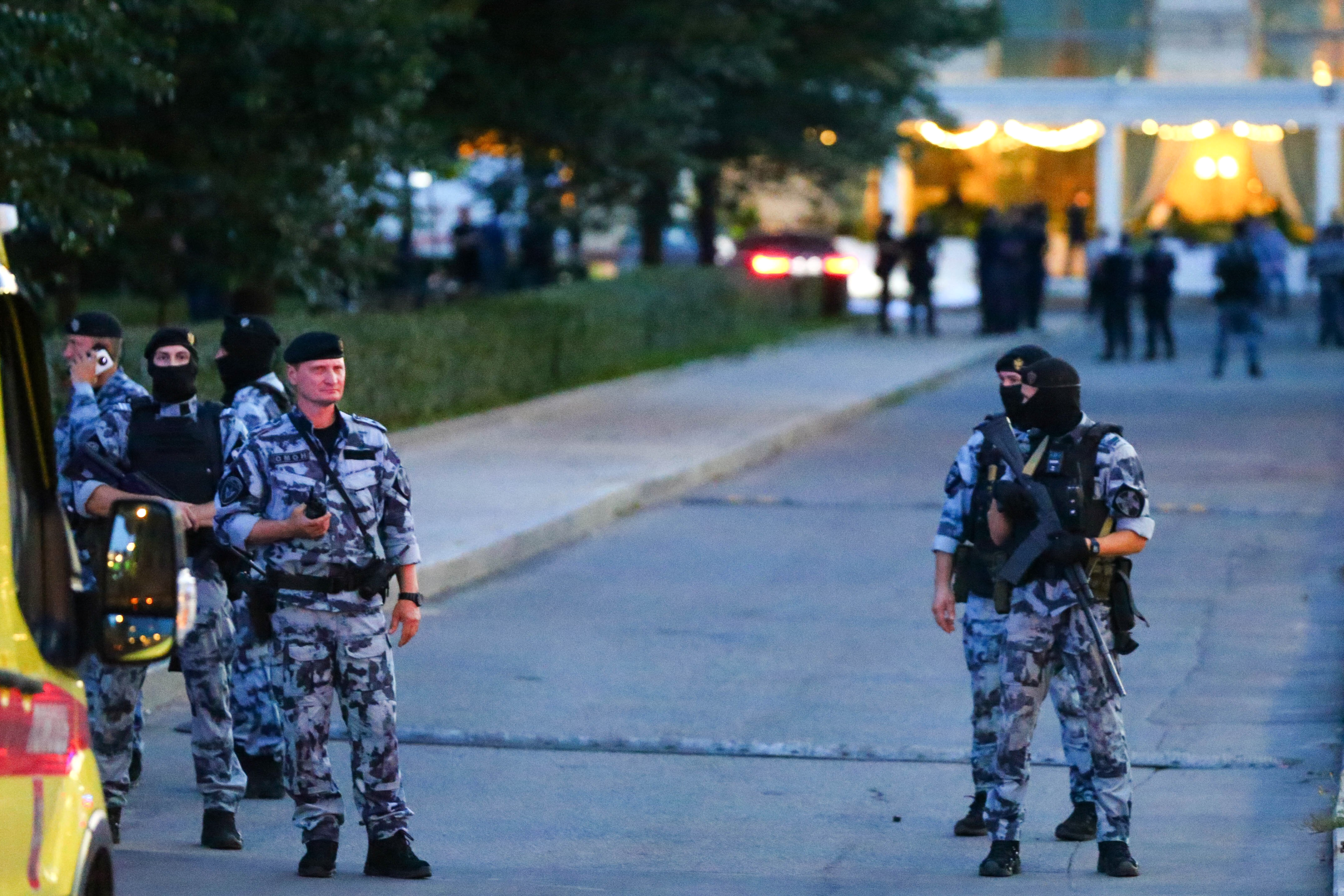 Police block an area near a deadly ​explosion at ​a ​restaurant in Moscow, Saturday, Aug. 1, 2026.