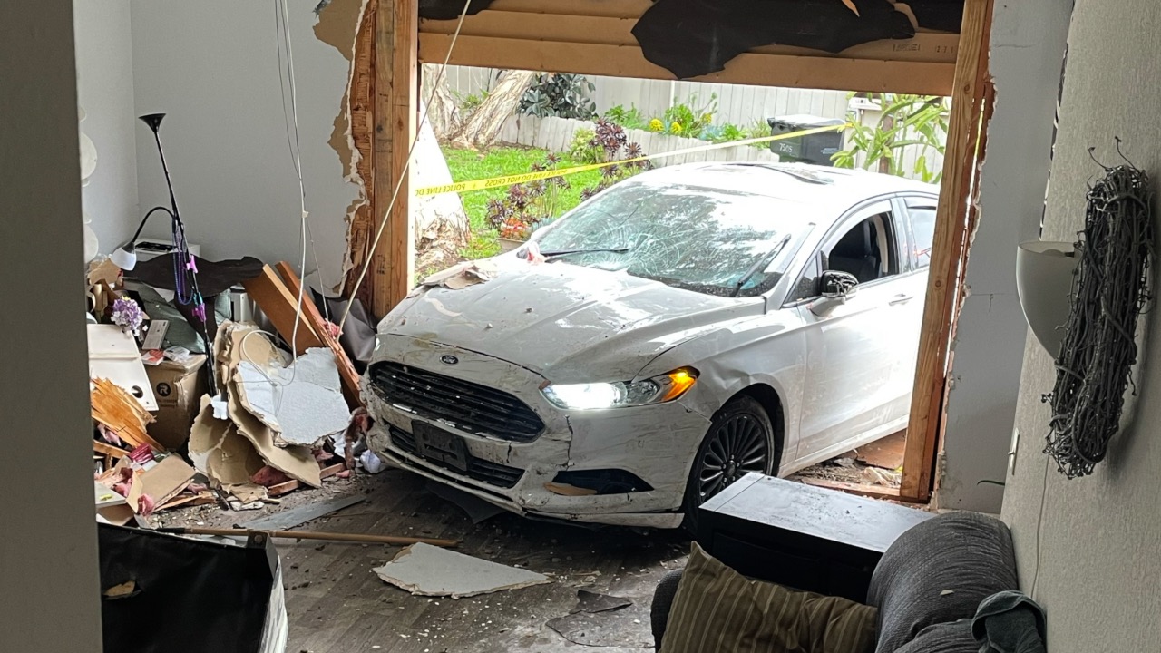 A car crashed into a house near Encanto in March 2023.